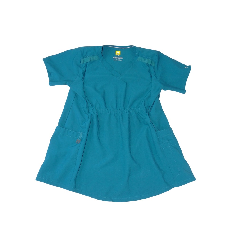 WonderWink W123 Womens Scrub Top Teal Blue V-Neck Modern Fit Size Small 3827